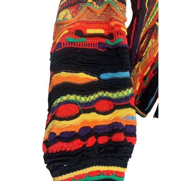 Vtg Tundra Canada Multi Color Sweater Men's Size L Biggie Hip Hop Coogi Style - Picture 13 of 16